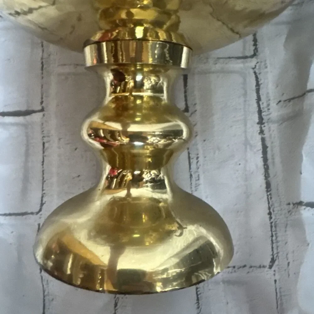 Vtg Hollywood Regency MCM Large Chalice Pedestal Bowl Rams Horns